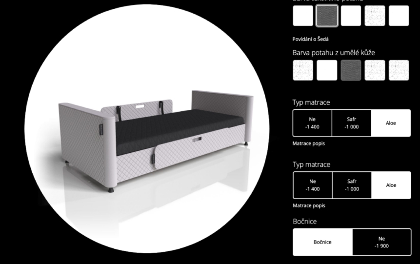 Łóżko rehabilitacyjne Evobeds One – widok konfiguracji